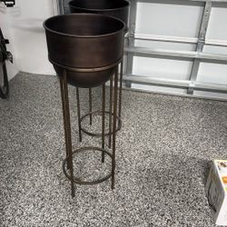 2 Metal Pottery Barn Planters 