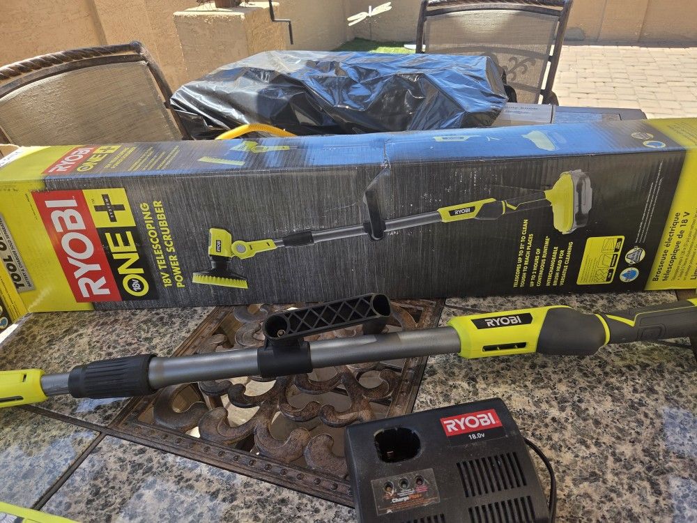 Ryobi Cordless One Telescoping Power Scrubber Kit Come With Battery And Charger