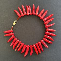 Collar De Auténtico Coral Rojo