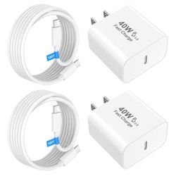 Fast Charging 10 FT, 2 Pack 40W USB C Charger Block for iPhone 17-15 
