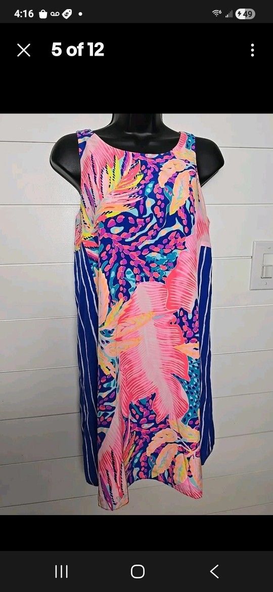 Lilly Pulitzer Dress Essie Sleeveless Silk Mini Dress Size XL Floral