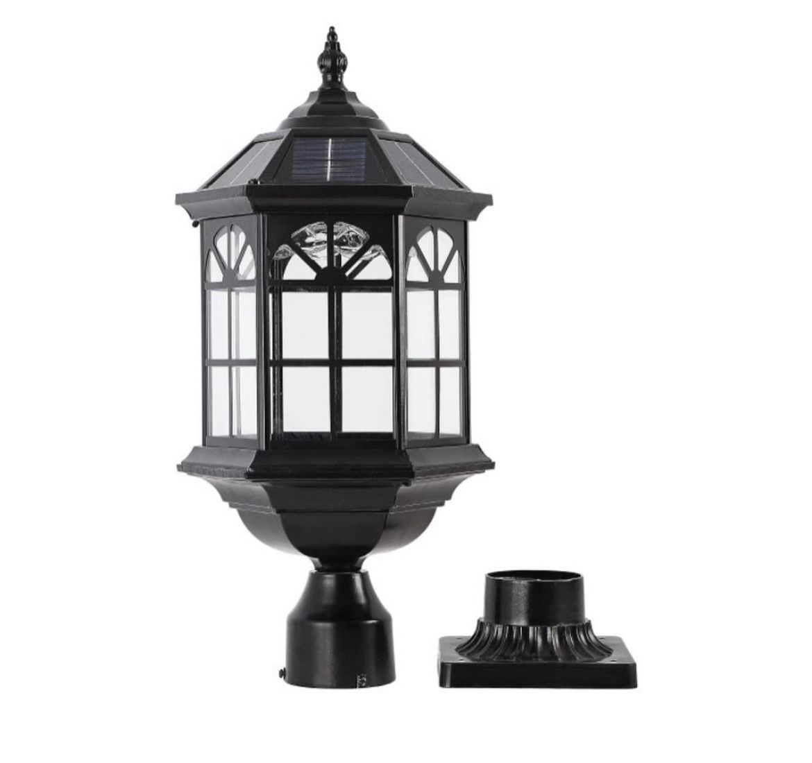 GYDZ Solar Post Light Fixture Outdoor Solar Pier Light, Solar Lamp Post Light for Garden, Patio, Vintage Design Die Cast Aluminum Post Light in Oil-Ru