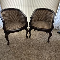 Mahogany Stained Barrel Chairs 