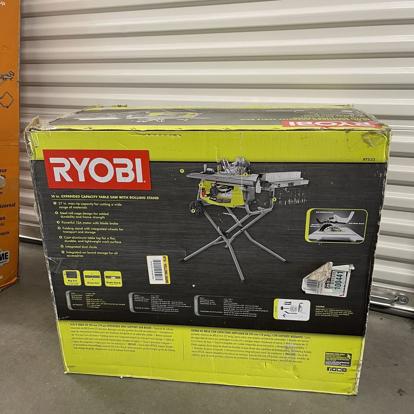 Ryobi 10” Extended Capacity Table Saw With Rolling Stand