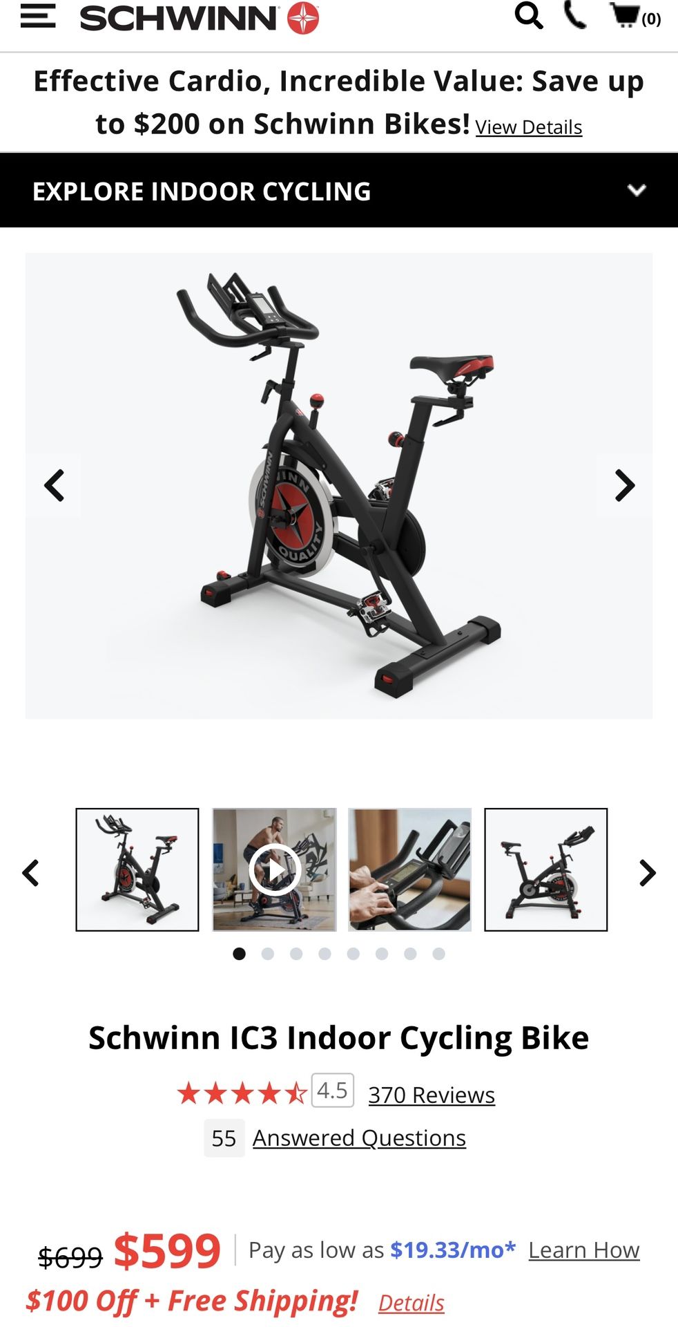 Schwinn ICPRO20 Cycling Exercise Bike