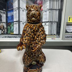 Vintage 1968 Ezra Brooks Whiskey Decanter Brown Grizzly Bear Empty 
