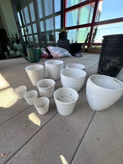 10 white pots