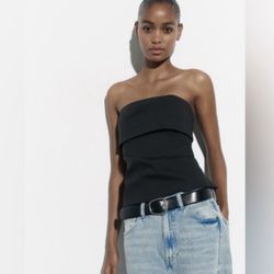 Zara Strapless Pleated Top