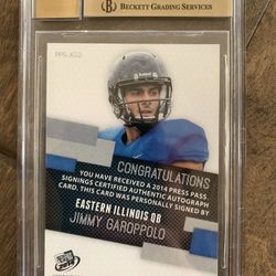 2014 press pass auto Jimmy Garoppolo BGS9.5 AUTO10 7/10 pop 1