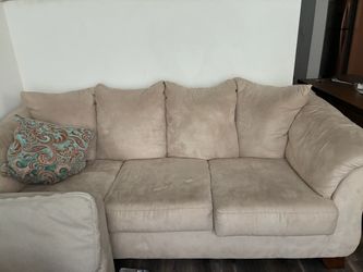 Beige Microfiber 3-Seat Sofa