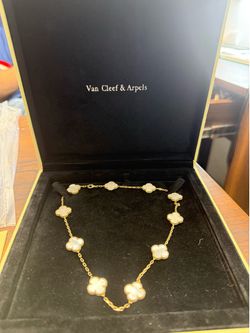 Van Cleef & Arpels Gold Necklace with White Mother-of-Pearl Motifs