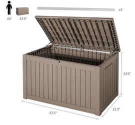 230 Gallon Resin Deck Box, Lockable Patio Outdoor Storage Box for Furniture, Garden Tools and Tools Storage, Waterproof