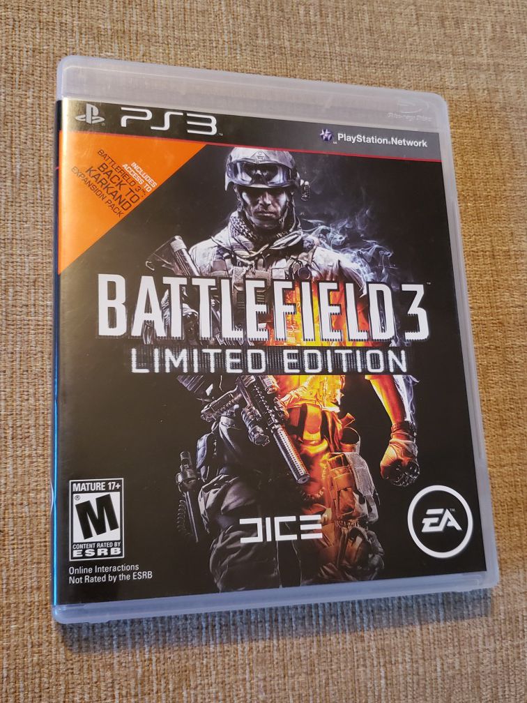 Battlefield 3 -- Limited Edition (Sony PlayStation 3, 2011) Game includes the instruction manual