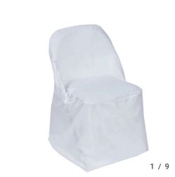 White chair covers & gold bows $1