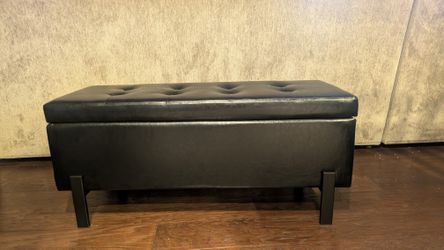 New Black Leather Ottoman