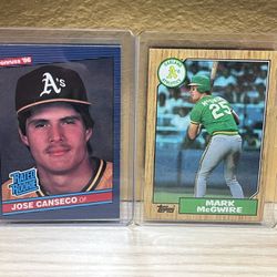 Mark McGwire and José Canseco Rookie Baseball Cards (87 Topps and 86 Topps) 🔥🔥 Sharp Cards!! 