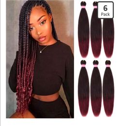 Braiding Hair Extensions 26 Inch 6 Packs Ombre Burgundy  near CRAIG AND CLAYTON