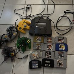 Nintendo N64 Console + 5 Controllers + 12 Games (pokemon Stadium 1 & 2, Starfox, Mario Kart, Goldeneye 007, Star Wars Racer, Wwf Wrestlemania No Mercy