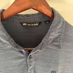 Travis Mathew Heathered Blue Polo Shirt