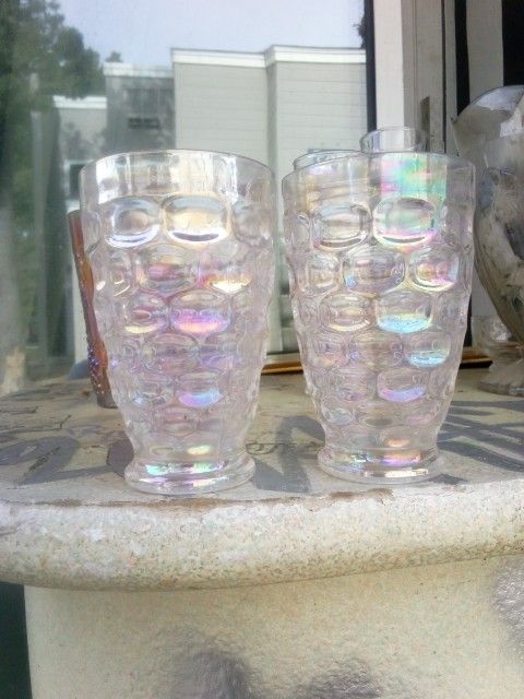 2 Federal Cups Clear Iridescent
