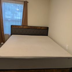 California king bed frame and 12" Amazon basics mattress 