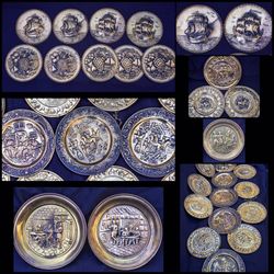 Vintage English Embossed Brass Plates