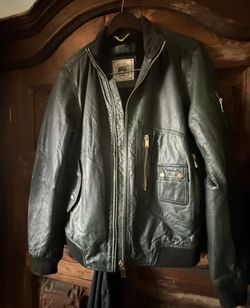 Gilded age leather bomber jacket 