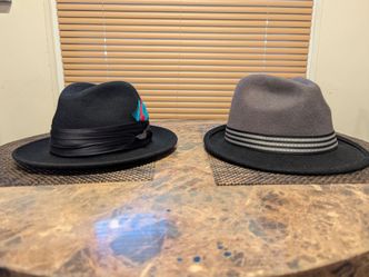 2 MEN'S WOOL FEDORA'S SIZE LARGE STACY ADAMS AND KENNY K