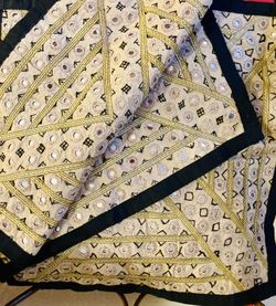 TWO (2) - 16” x 16” Square Black/Gold/Beige Mirrored Embellished Decorative Pillow Covers