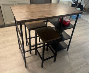 IKEA Bar Table with 2 Chairs + Storage Shelves