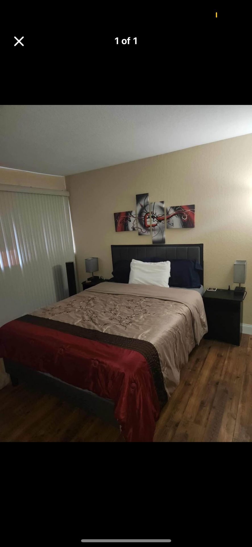 Full size bed frame/w mattress and night stands