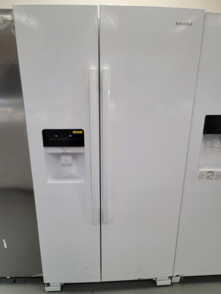 New 2022 Amana White Side By Side Refrigerator Through Door Water 💧 And 🧊 Dispenser