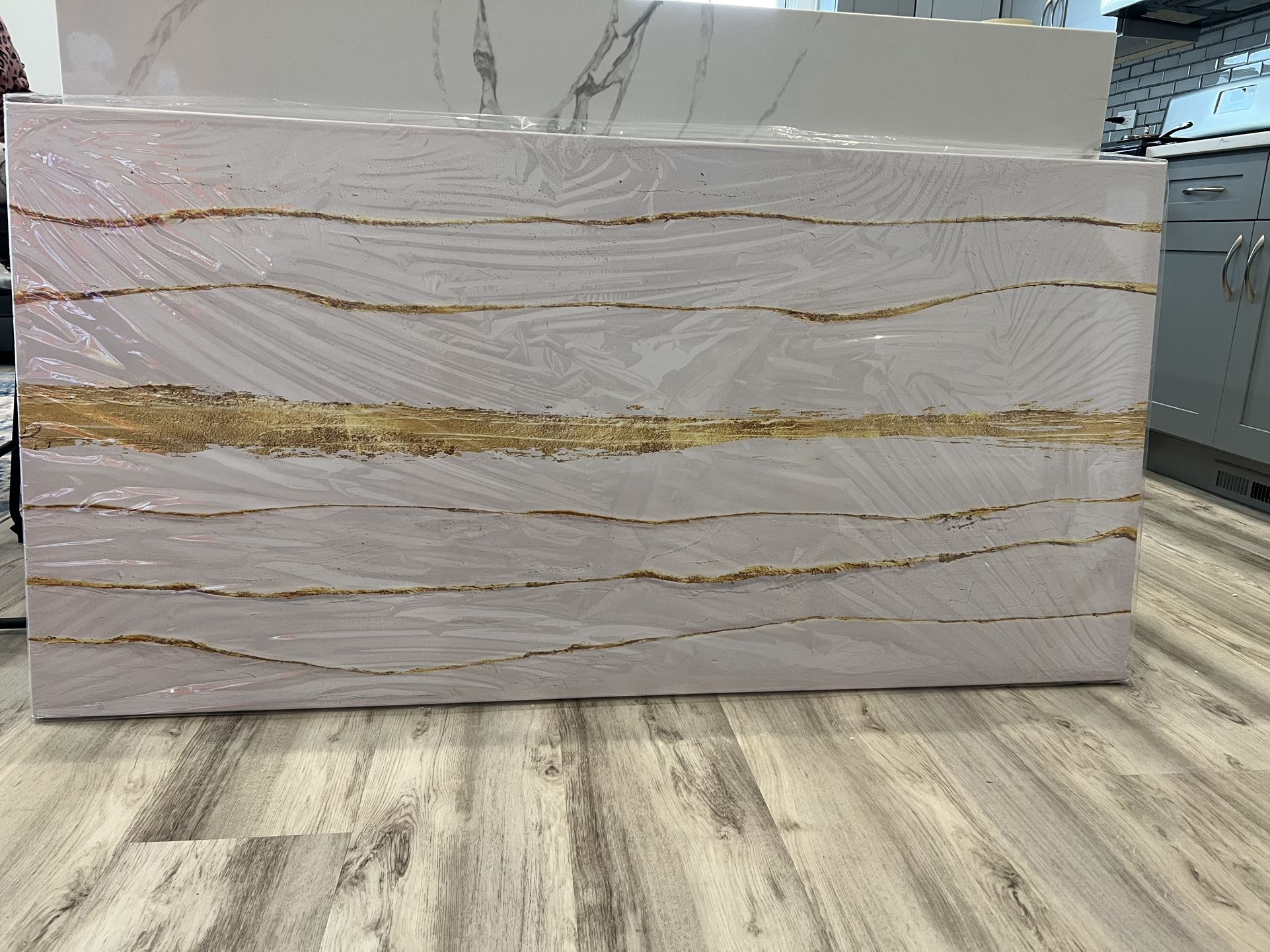 Art Minimalist Canvas Prints Abstract Wall Decor White 58L" x 29W" Gold Line