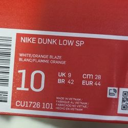 Nike Dunk Low Retro SP Syracuse SZ 10
