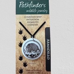 Pottery Totem Pendant: Armadillo Necklace: pathfinders wildlife jewelry