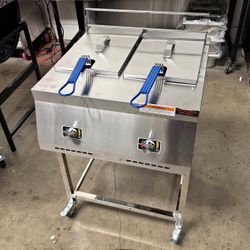Double Deep Fryer With Hose/ Nuevo Freidora De 2 Canastas Para Gas