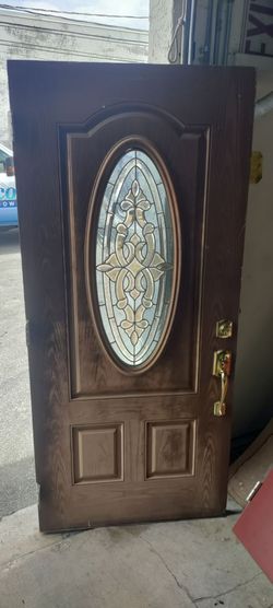 Exterior fiberglass single door designer glass fire 🔥 rated force entry resistant  36x79 door
