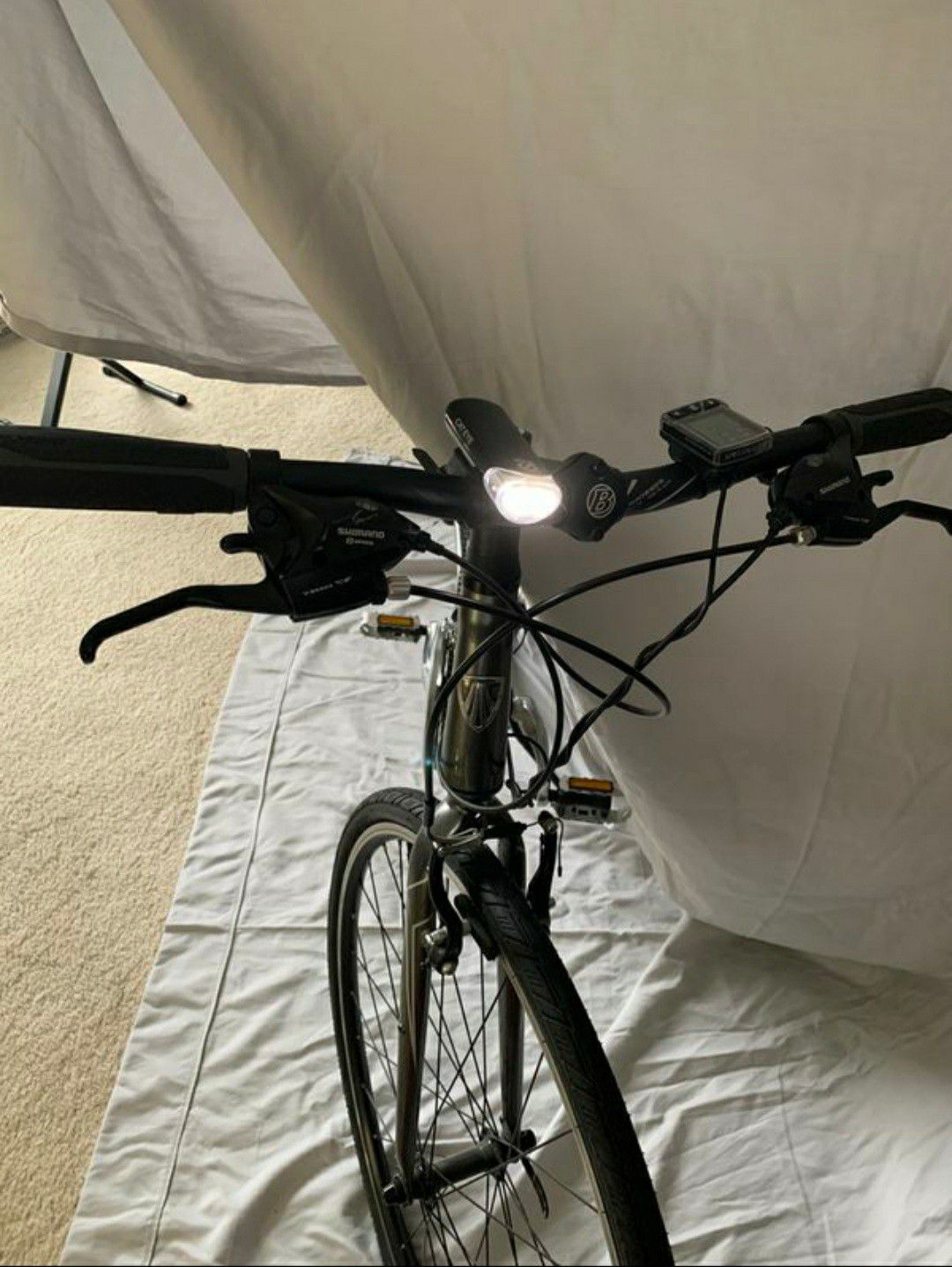Trek road bike with accessories