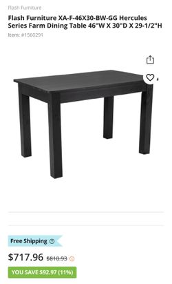 Black dining table 46”x30”x30”