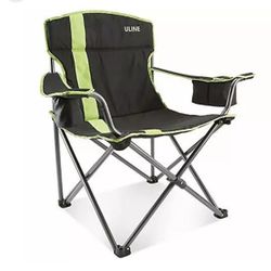 Folding Camp Chair Insulated Cooler Drink Holders  Black & Lime.