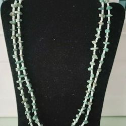 Santo Domingo Kewa 2 Strand Heishi/Turquoise Necklace, 24"