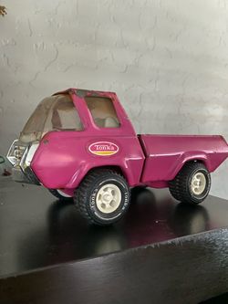 Vintage 1970's Tonka Pink Pickup Truck, Pressed Steel Small Metal Toy Truck