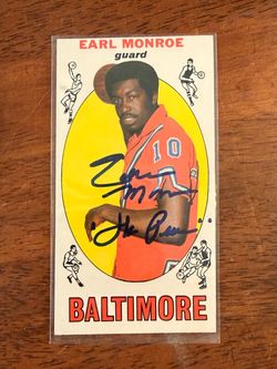Earl Monroe Signed Vintage Basketball Card Baltimore