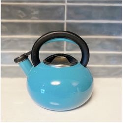 Enamel-on-Steel Tea Kettle Stovetop,2.3 Quart Whistling Tea Kettle with Anti-Hot Folding Handle
