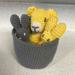 Crochet Baby Toys And Basket