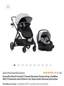 Evenflo Shyft Intuiti Travel System Featuring LiteMax NXT Preemie and Infant Car Seat with SensorySoothe