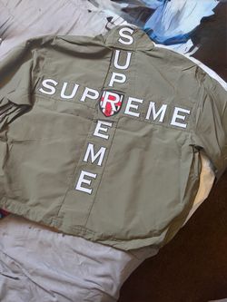 Supreme Cross Logo Jacket Olive