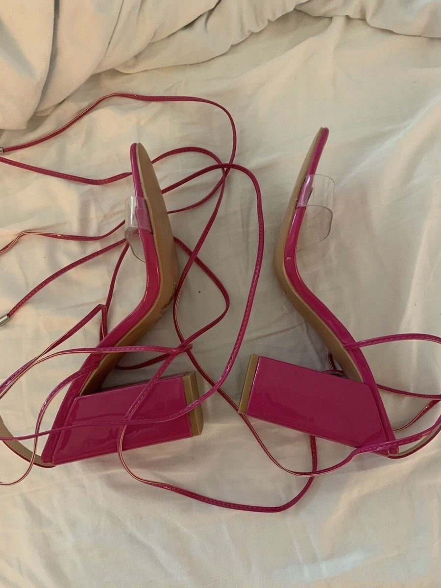 Used Pink Strappy Heels PRETTY LITTLETHING. Size 9