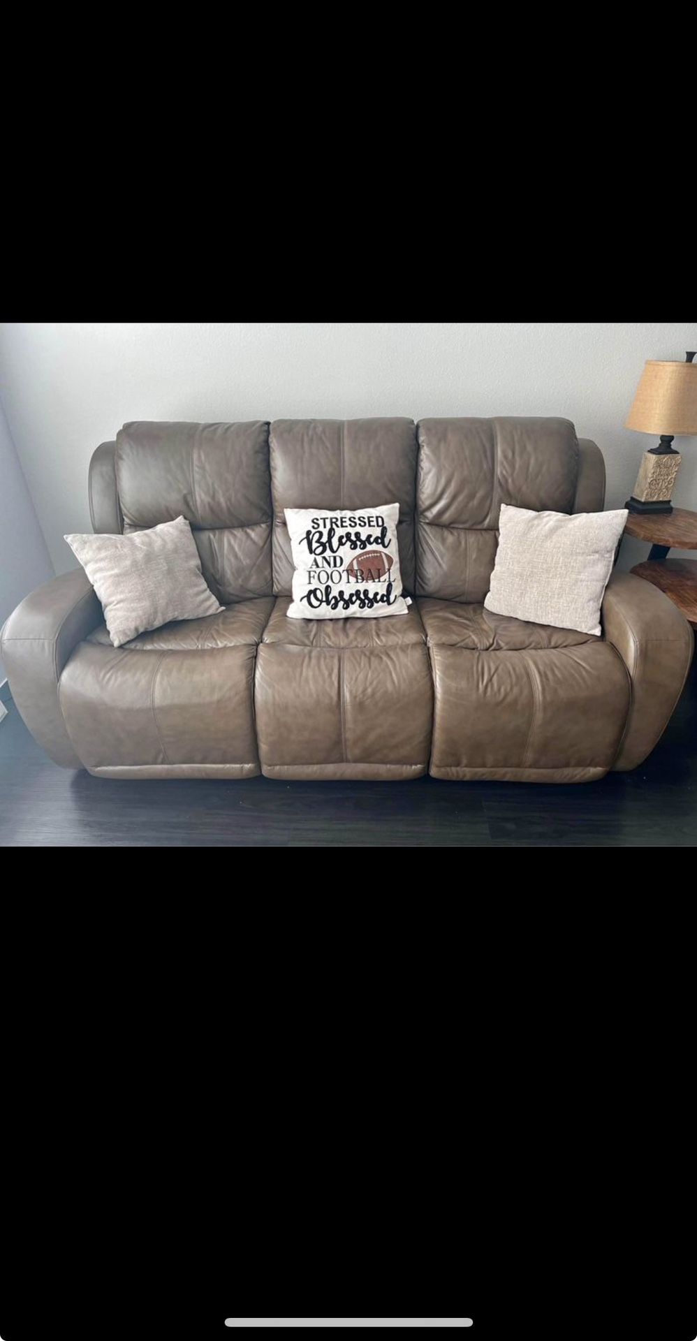 Brown Leather Auto Reclining Couch NEED GONE ASAP