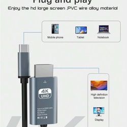 6.5ft USB C to Hdmi Cable 4k